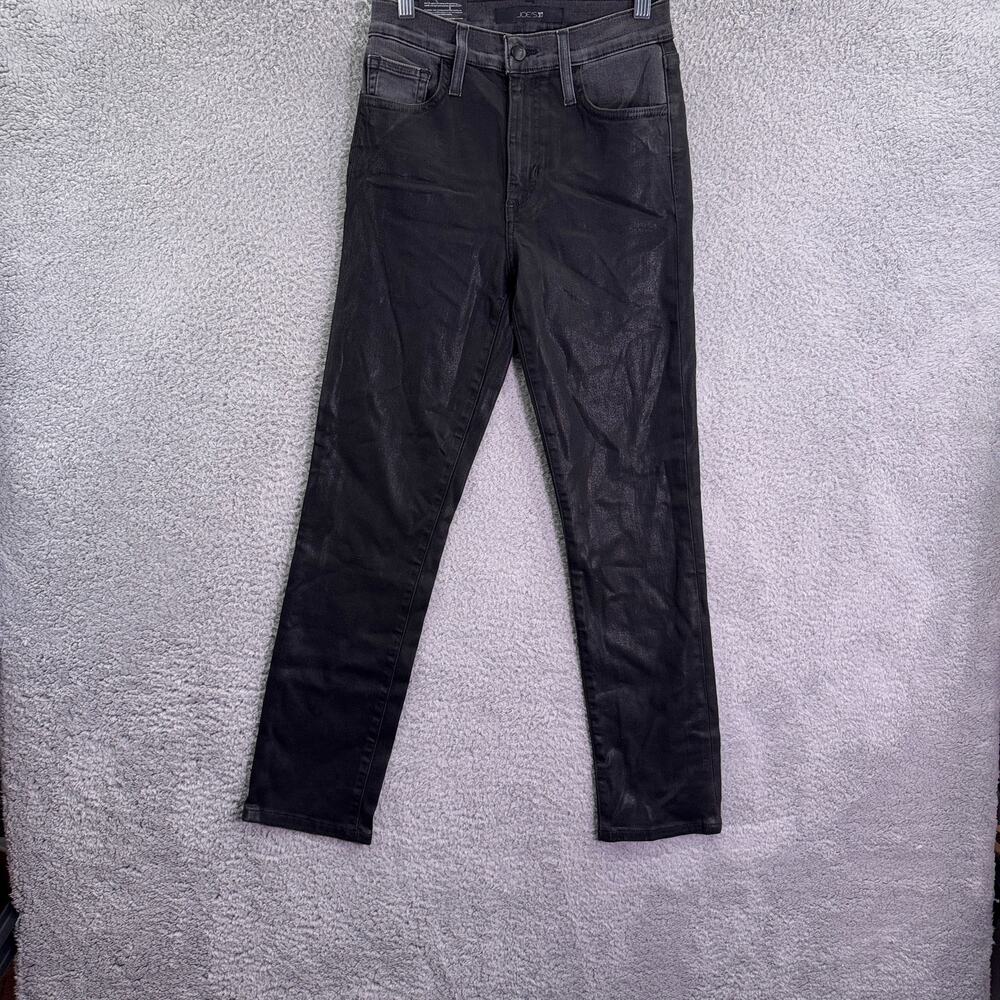 NWOT Joe's Jeans Women's 24 straight Ankle Black Coated Denim Pants High‎ Rise